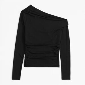 Long-Sleeve Off-The-Shoulder Draped Top